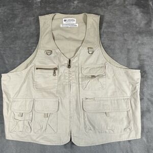 Columbia Survival 11 Vest Women's XL Beige Fossil Utility Pockets Outdoors Khaki